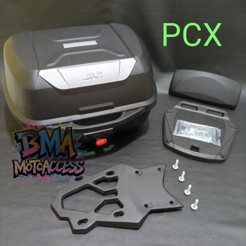 BOX GIVI E43NTL & BREKET BOX+BACKREST  - PCX 150/160 / PAKETAN BOX GIVI E43 NTL - PCX
