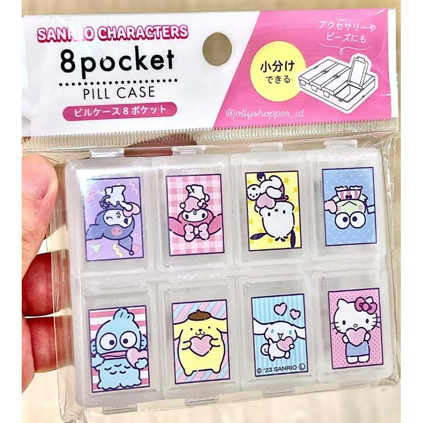 [READY STOCK] Sanrio JAPAN 8 Pocket Pill Case Kotak Obat Cinnamoroll Hello Kitty My Melody