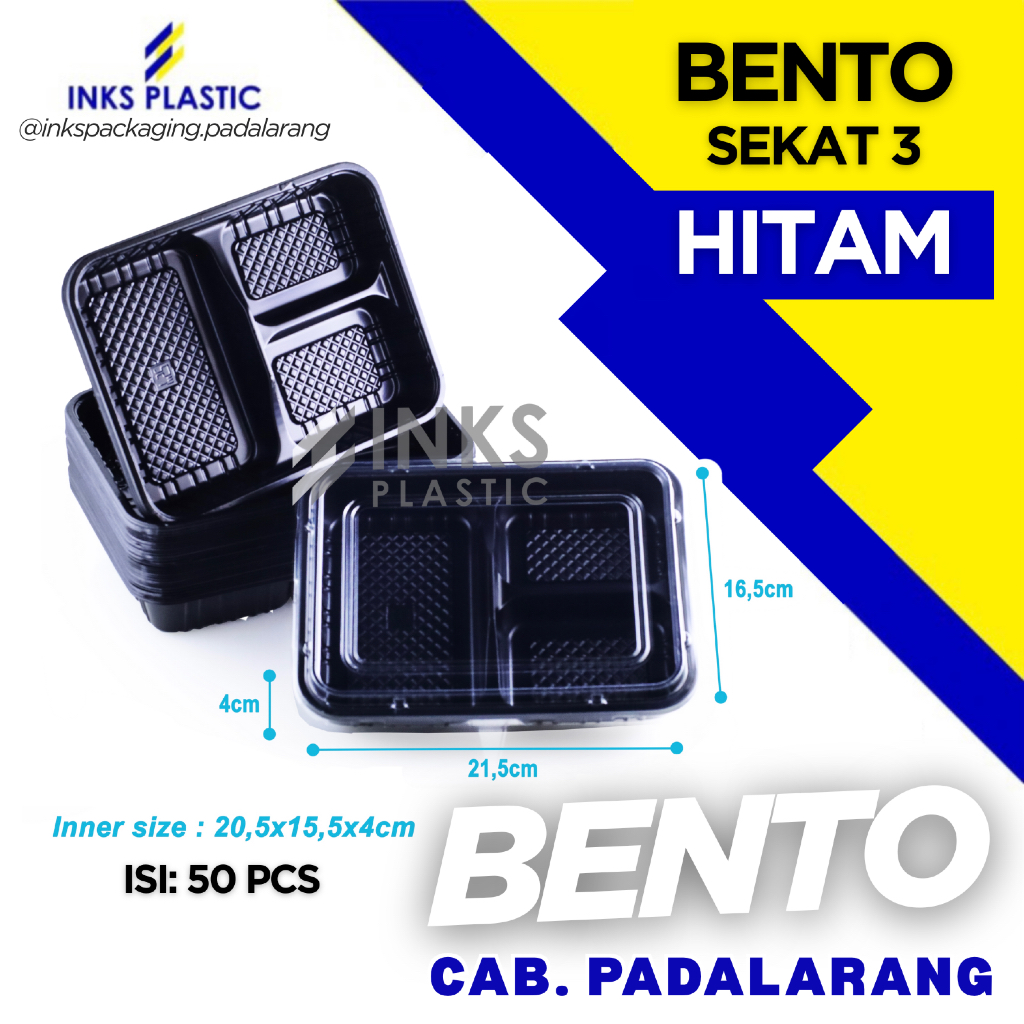 MIKA TRAY BENTO SEKAT 3 HITAM