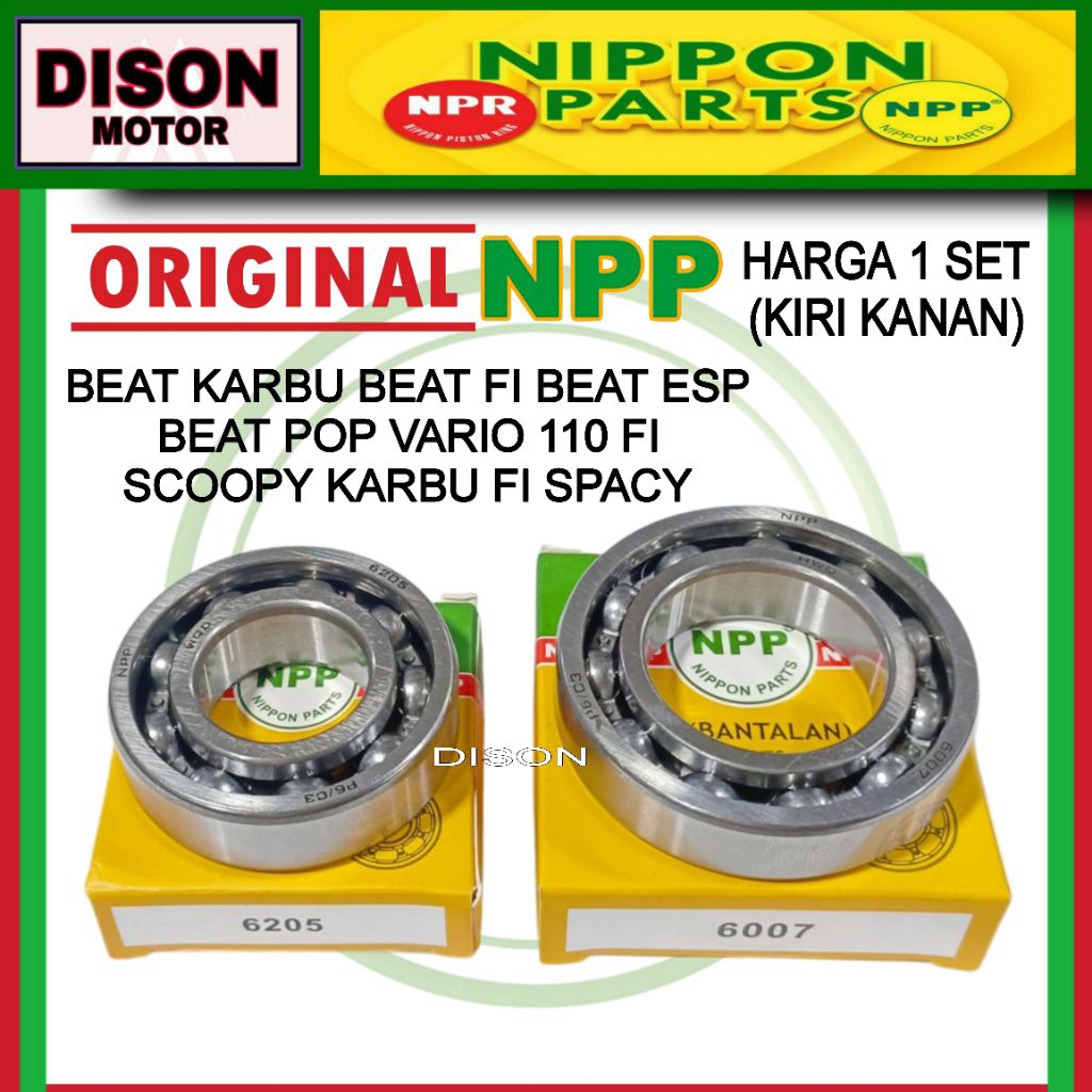 Bearing set 6205 6007 laher Kruk as beat karbu beat fi esp pop Vario 110 fi Scoopy karbu fi Spacy or