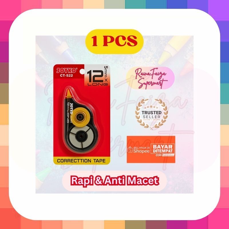 

Correction Tape Joyko CT-522 12 Meter x 5mm [] Tip Ex Kertas Rapi & Anti Macet [] Harga 1 PCS
