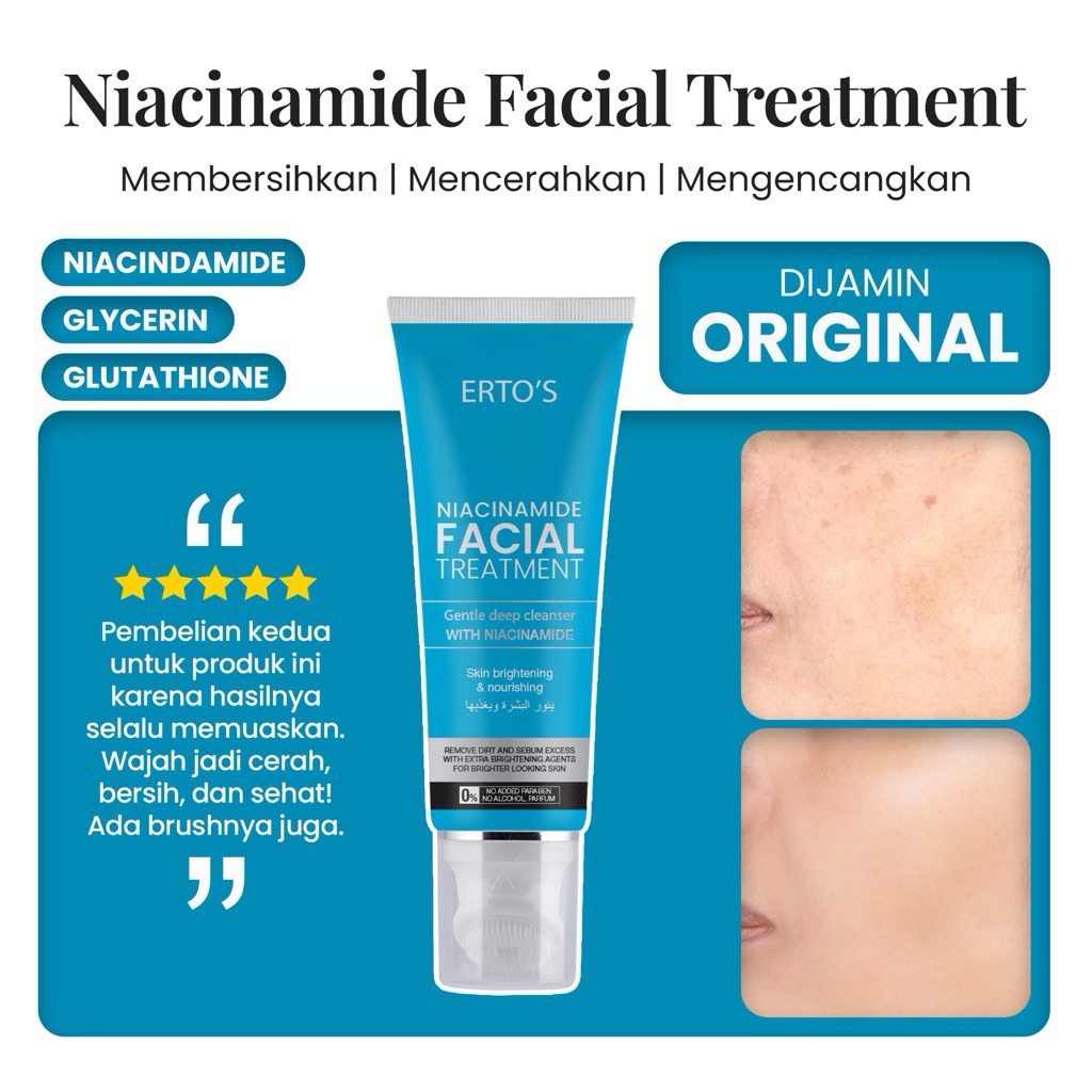 Ertos Facial Wash Niacinamide Treatment Sabun Cuci Muka Menutrisi Kulit Mengontrol Minyak 100ml