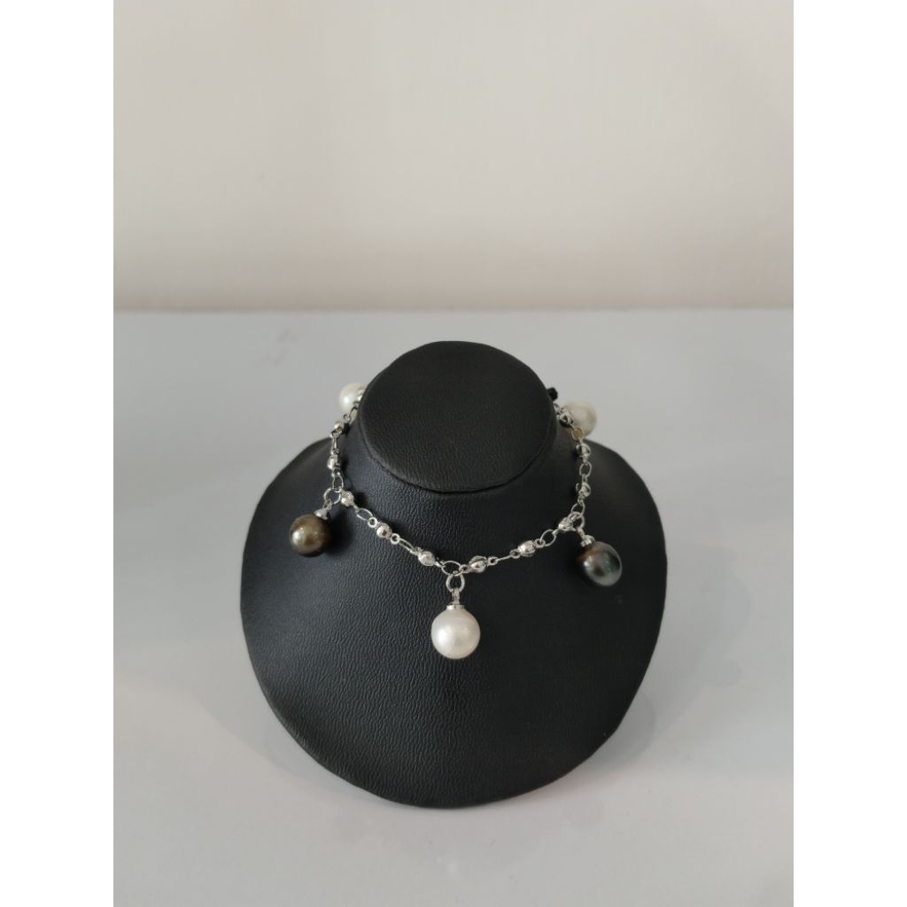 Oleh Oleh Khas Lombok NTB Gelang Rantai Mutiara Air Laut Aslii 100% 5 mutiars berbeda warna