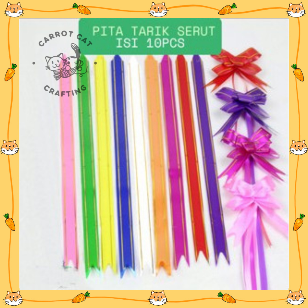 

(1 Pack isi10pcs) Pita Tarik Serut Lis Emas / Ukuran 18cm - 30cm - 50cm / Dekorasi Buket / Parcel Kado