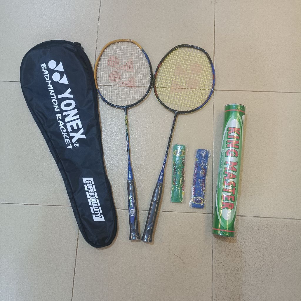 Reket Badminton set paket lengkap/Badminton reket sepasang free towel grip