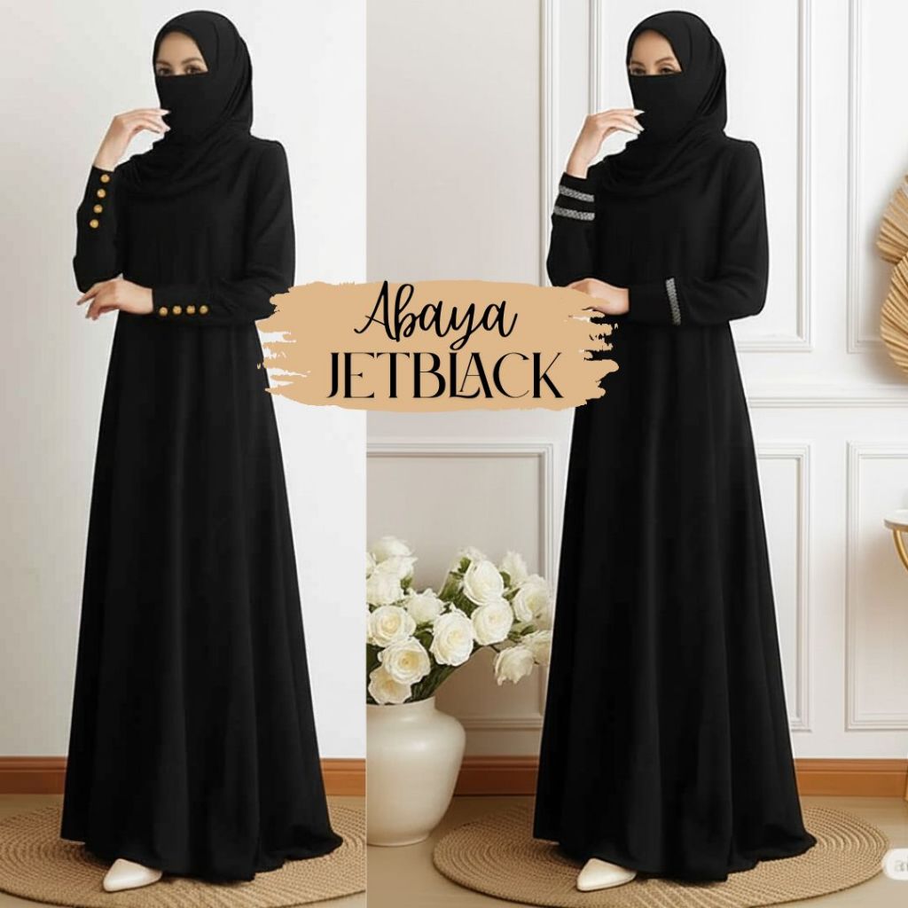 Abaya gamis jetblack premium shakeena - Abaya syari jetblack adem