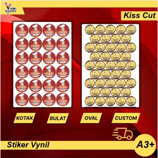 

Print Stiker | Cetak Sticker Vinyl A3+ / Transparant | Stiker Label Kemasan | Print + Kiss Cut