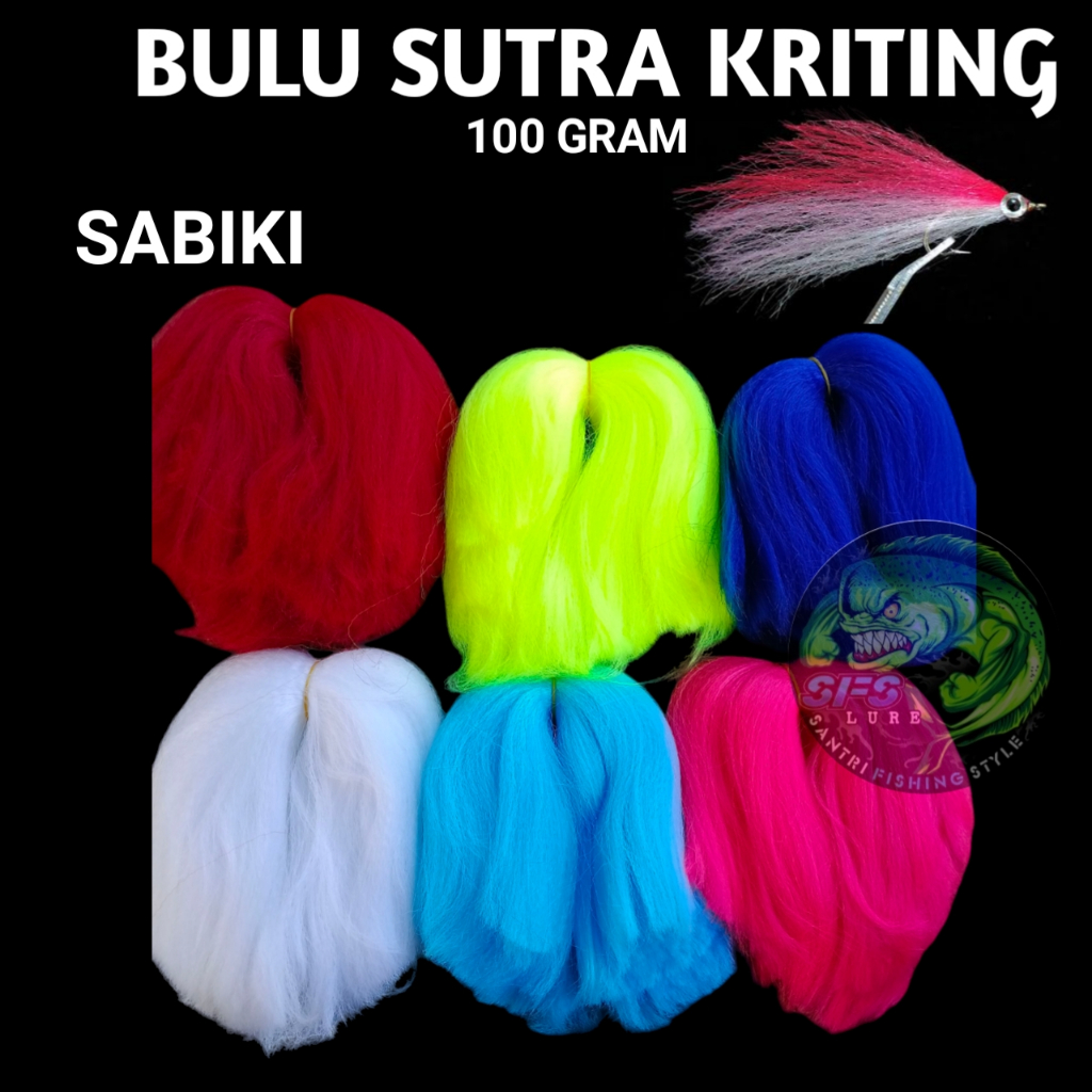 Bulu umpan pancing sutra keriting 100gram bulu assist hook jig umpan pancing bulu sabiki.