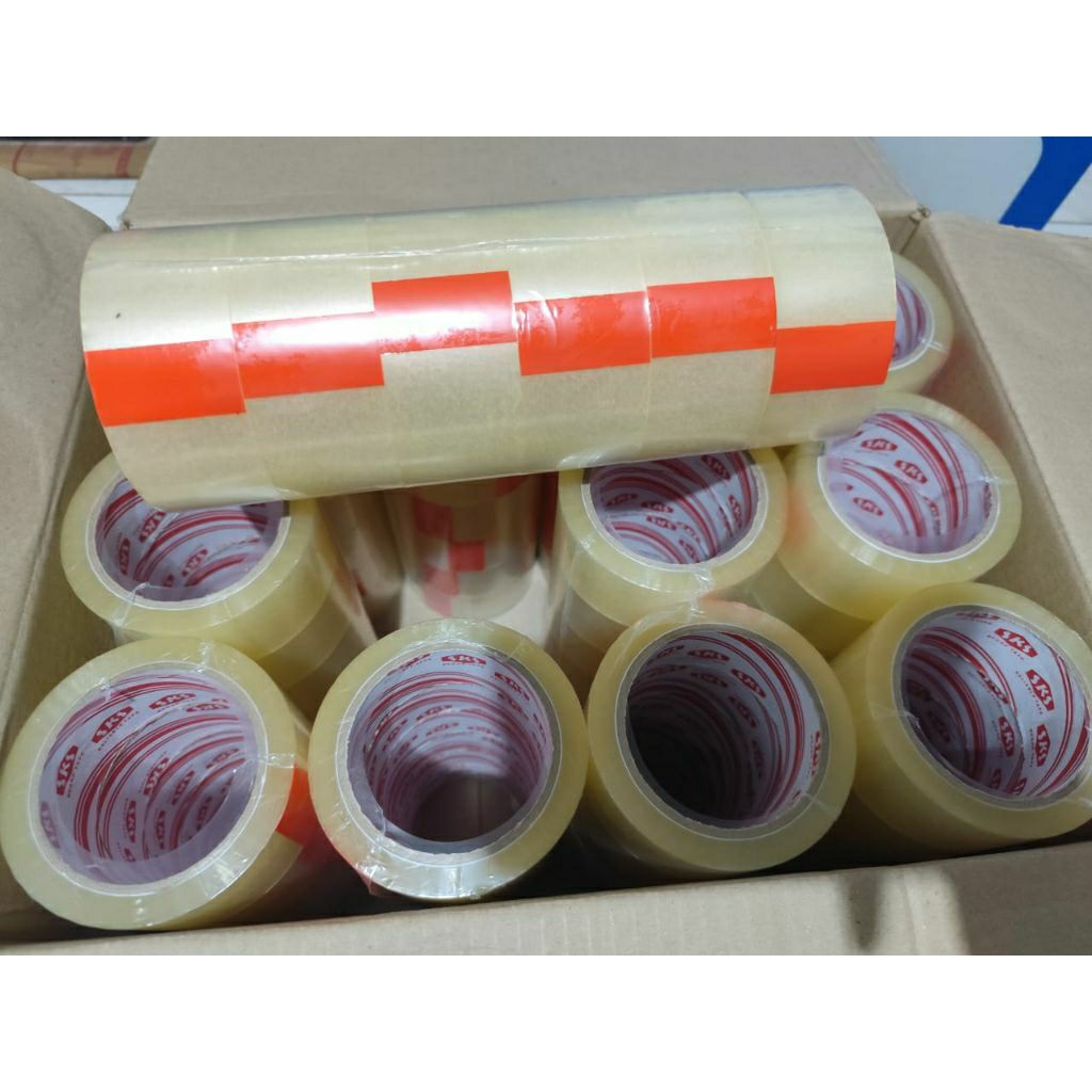 

LAKBAN BENING MURAH 100 YARD, 1 SLOP ISI 6 PCS, REKAT DAN TEBEL, KUAT