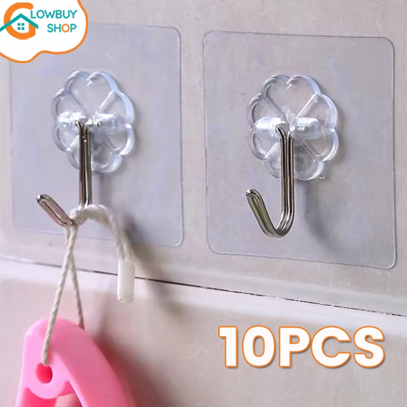 10 Buah Gantungan Tempel Transparan Maks 5kg Gantungan Tempel Hook Gantungan Dinding Kait Magic Dapu