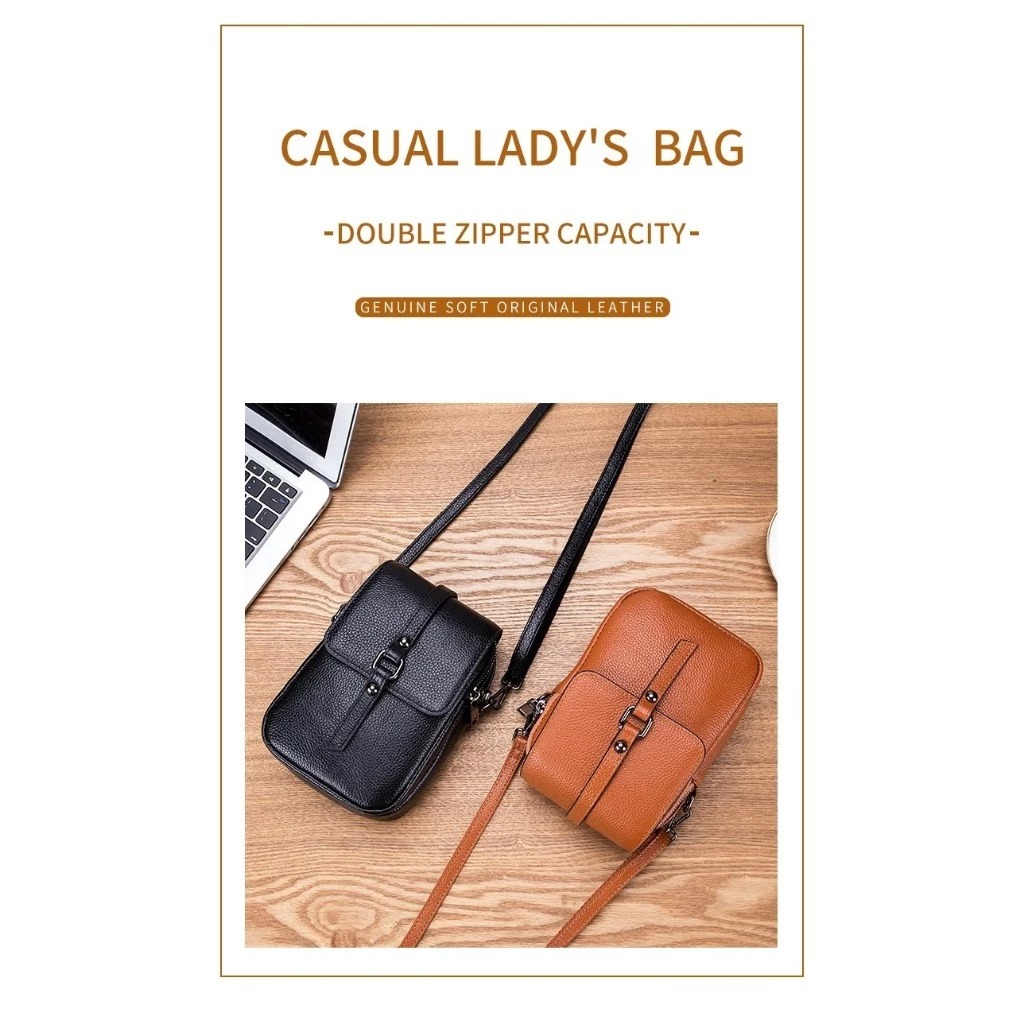 Tas selempang lucu kulit sapi asli garut - tas HP wanita kulit sapi