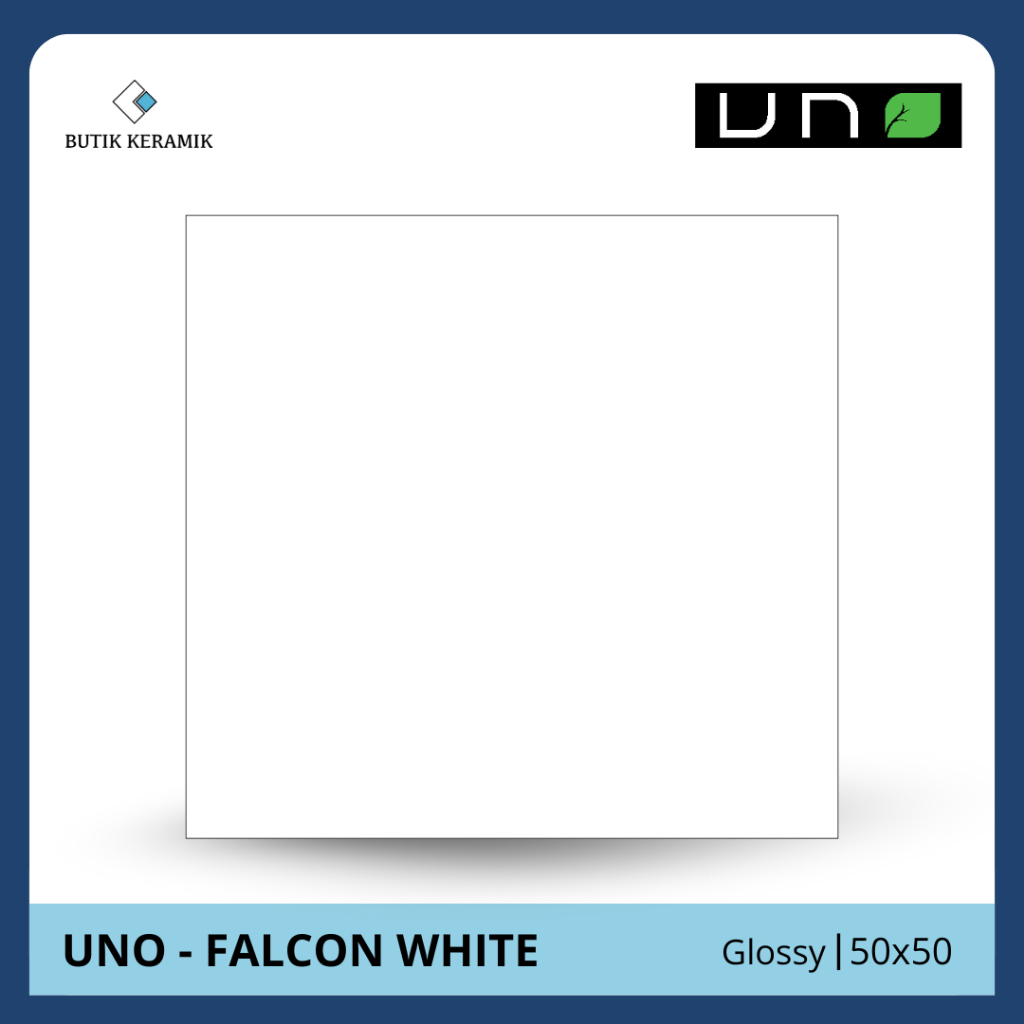 Keramik 50x50 Glossy | Uno | Falcon White Series | Glossy | Grade A / KW 1 | Keramik Lantai I Kerami