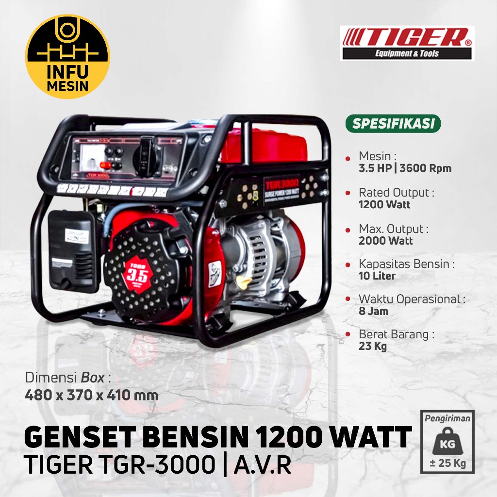 Genset 1200 Watt Tiger TGR3000