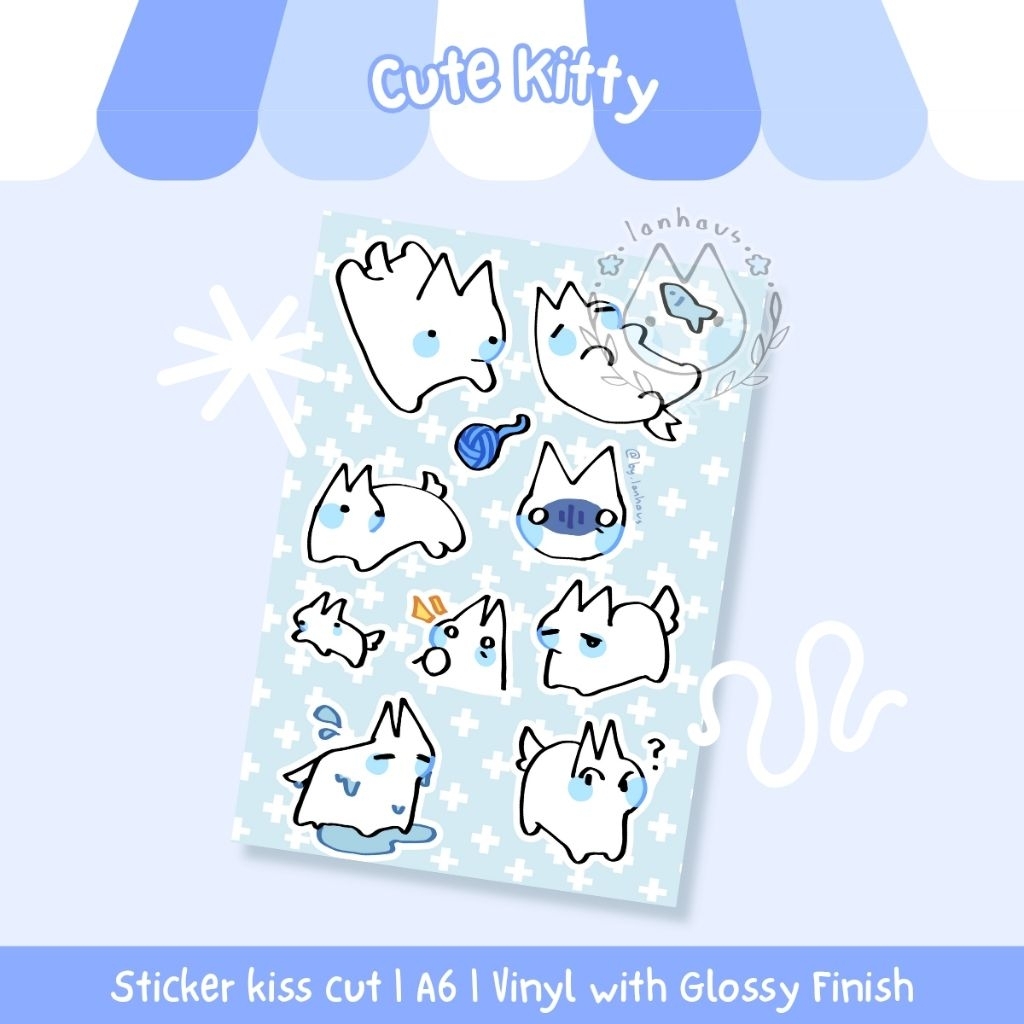 

LANHAUS - Cat sticker sheet | Deco stiker vinyl kiss cut kucing waterproof