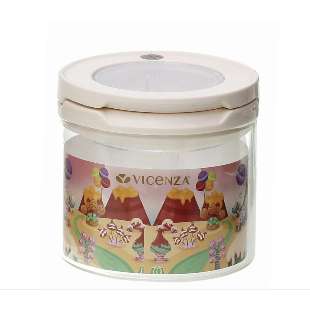 Toples Kaca VICENZA GB431 PUTIH, tinggi 10,5 cm, vol 700 ml, diameter 11 cm, bentuk candy jar Vicenz