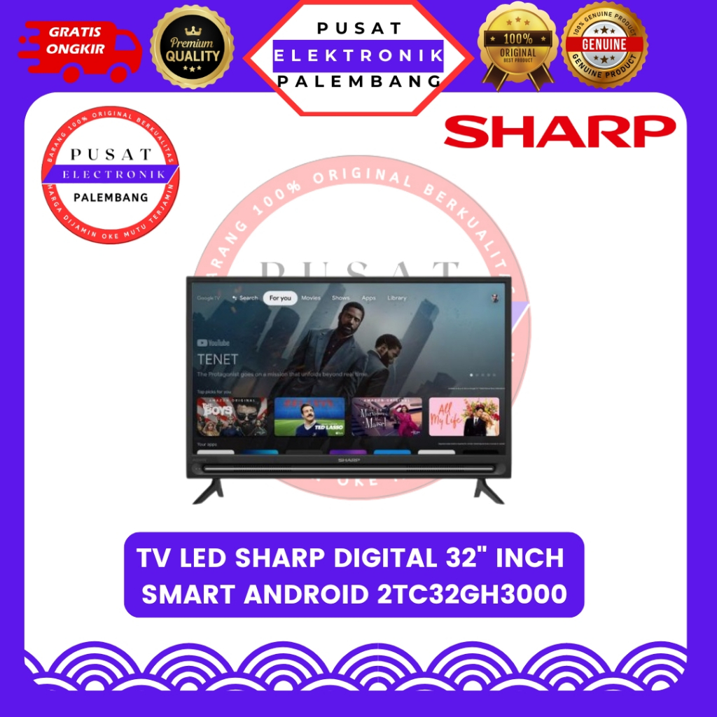 TV SMART ANDROID DIGITAL 32 INCH SHARP 2TC32EG1i TV SMART ANDROID 32" PALEMBANG