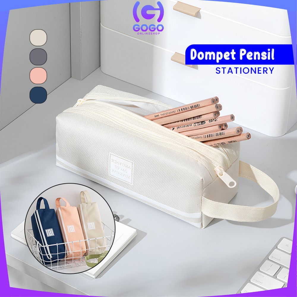 

EC GOGO-A80 Tempat Alat Tulis Perlengkapan Sekolah 2 Sisi Dompet Pensil Stationery / Kotak Pensil Tempat Bolpen Pen Make Up Pouch Kosmetik Travel