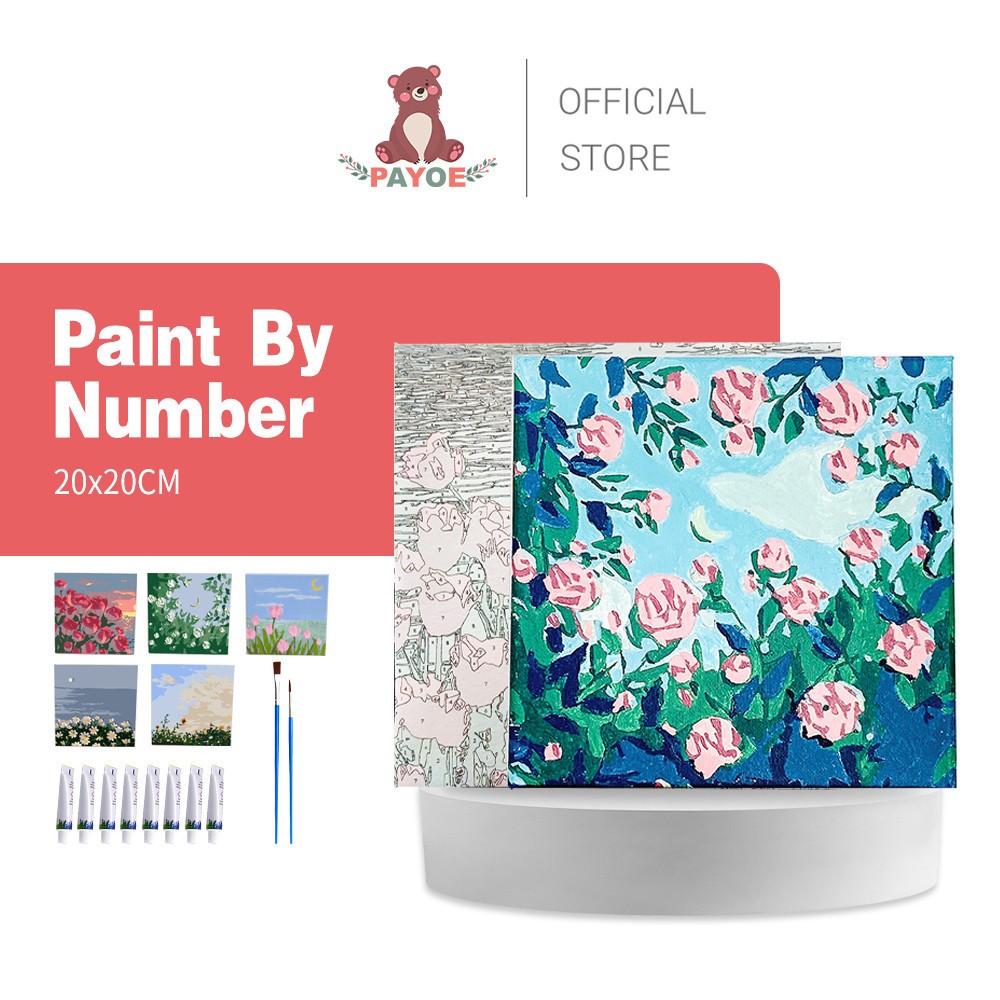 

PAYOE Paint By Number 20X20Cm Diy Paint Kit With Frame Digital Painting Kit Landscape Diy