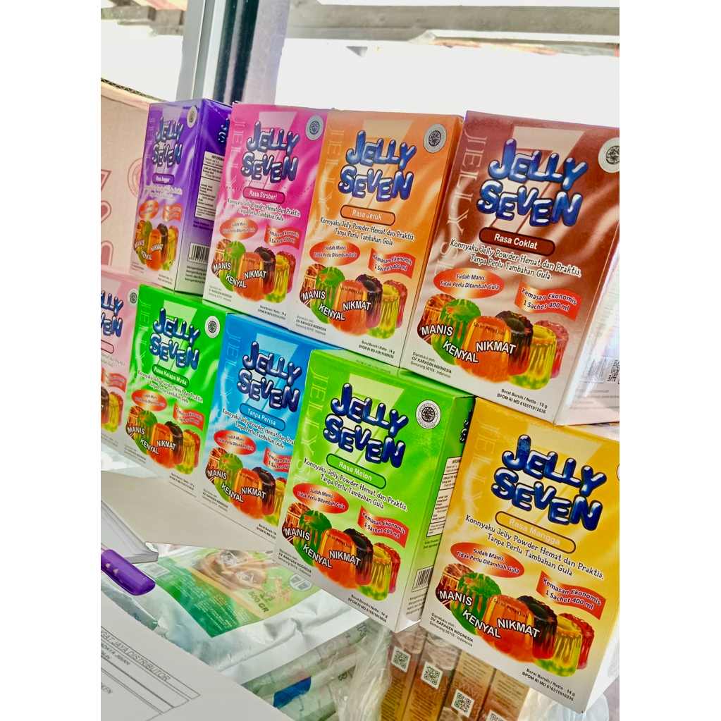 

Jelly Seven Konyaku Jelly Powder Dengan Gula Aneka Rasa Kenyal Manis Nikmat dan Ekonomis