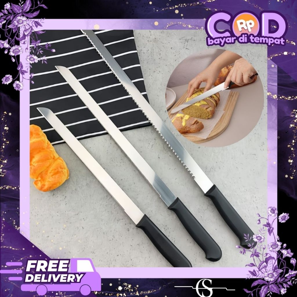 Pisau Bread Cake Knife / Pisau Roti / Pisau Pemotong / Pisau Roti Kue Panjang Bahan Stainless