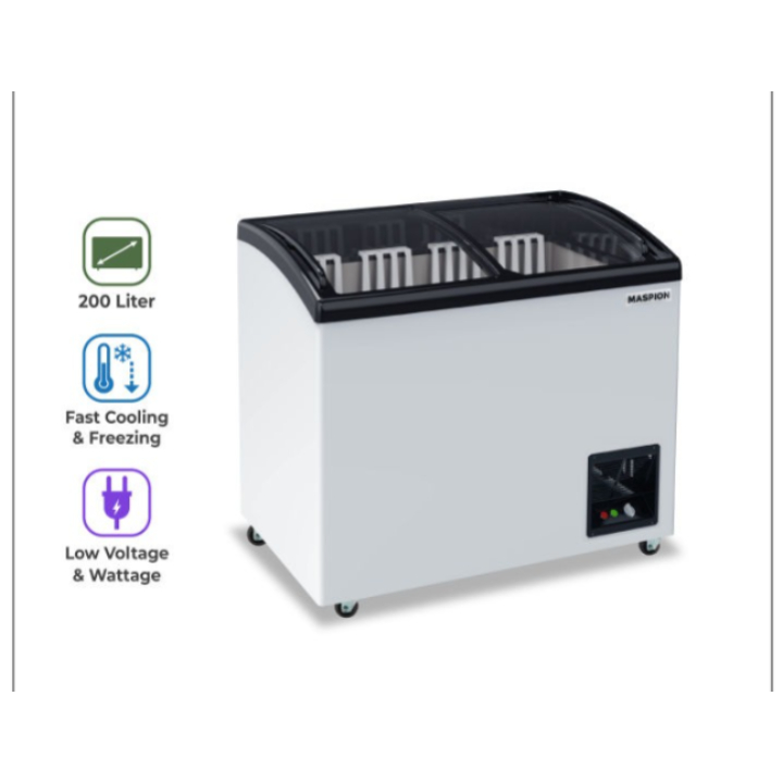 MASPION UFH 200C / FREEZER BOX SLIDING GLASS PINTU KACA 200 LITER / UFH200C