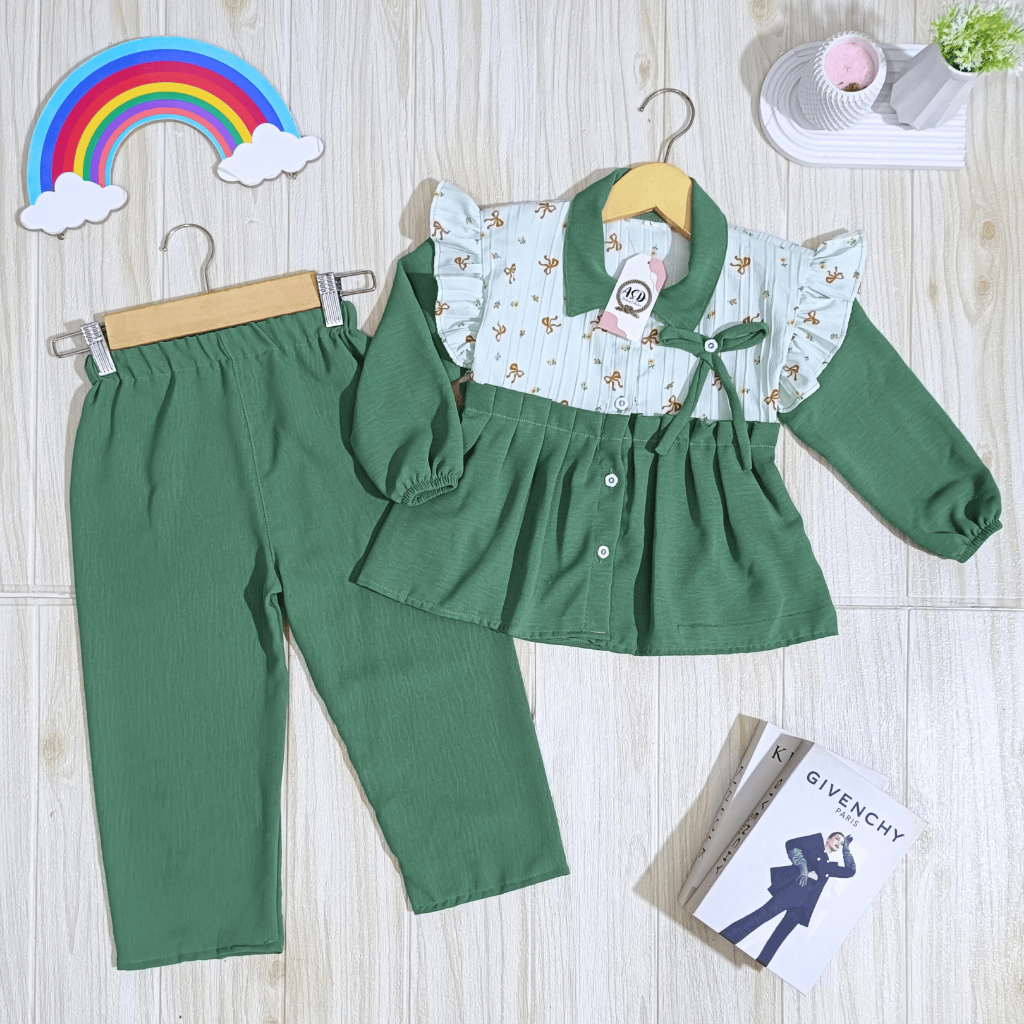 Setelan Anak Perempuan Lucu Terbaru 1-8 Tahun Kirani Setcel Panjang