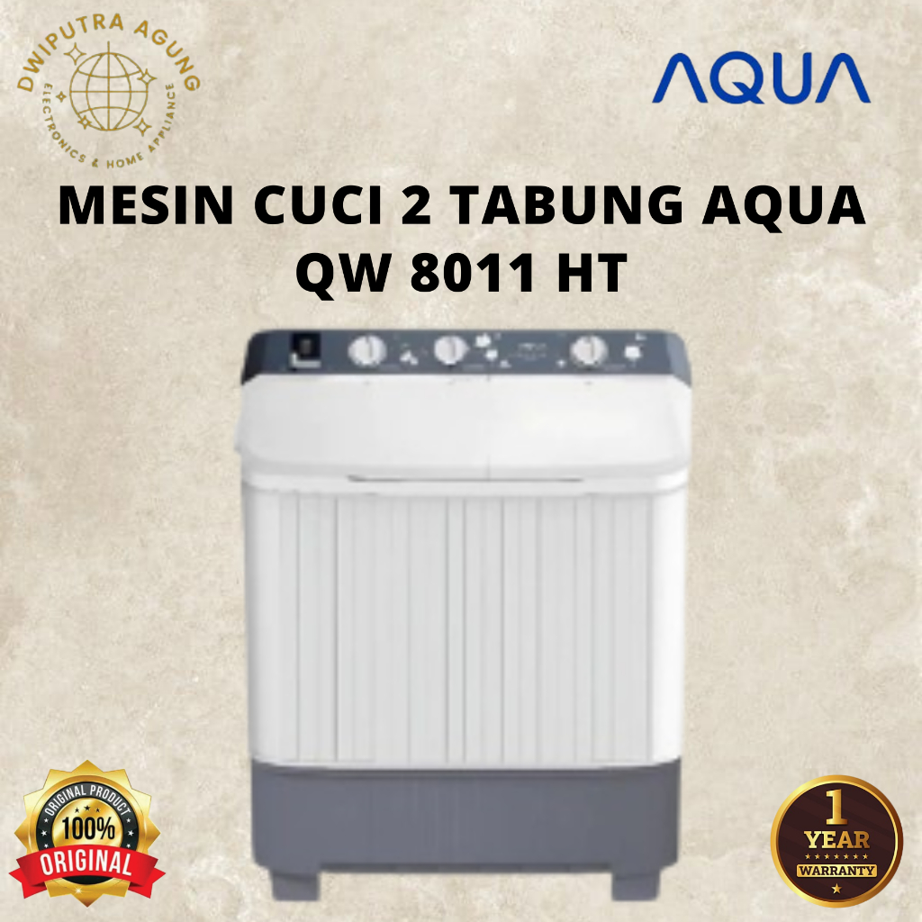 MESIN CUCI AQUA 2 TABUNG QW 8011 HT / QW-8011-HT / AQUA QW-8011-HT HIJAB SERIES