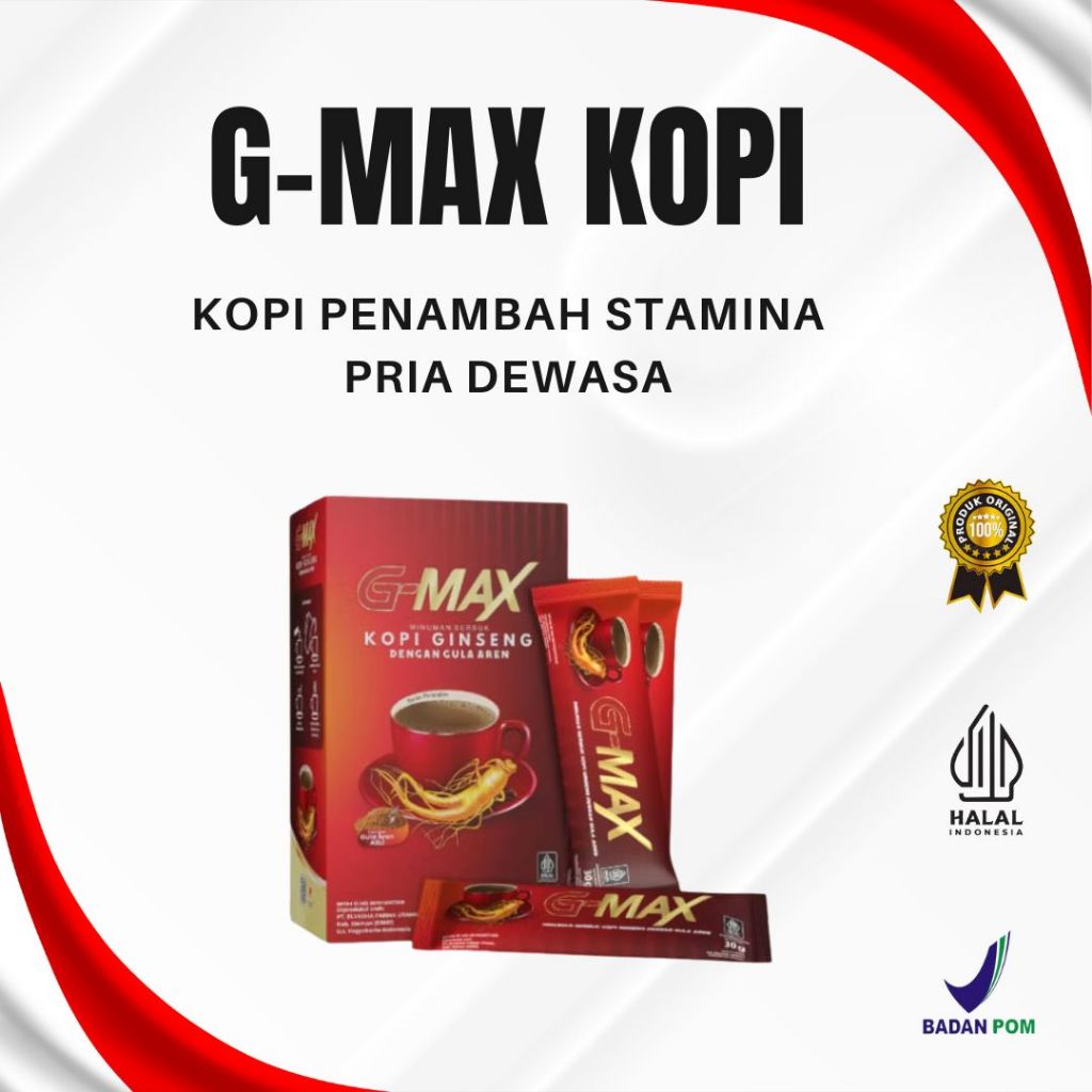 

Kopi G-MAX BPOM - Kopi Gingseng Stamina - Penambah Stamina Pria - 1 Box Isi 10 Sachet Original