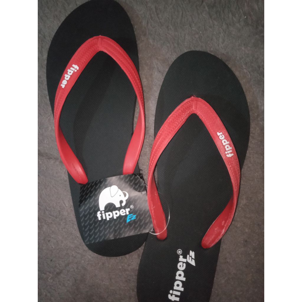 sandal karet fipper hitam maroon pria wanita [PRELOVED KU BY AUDINA ALIA]