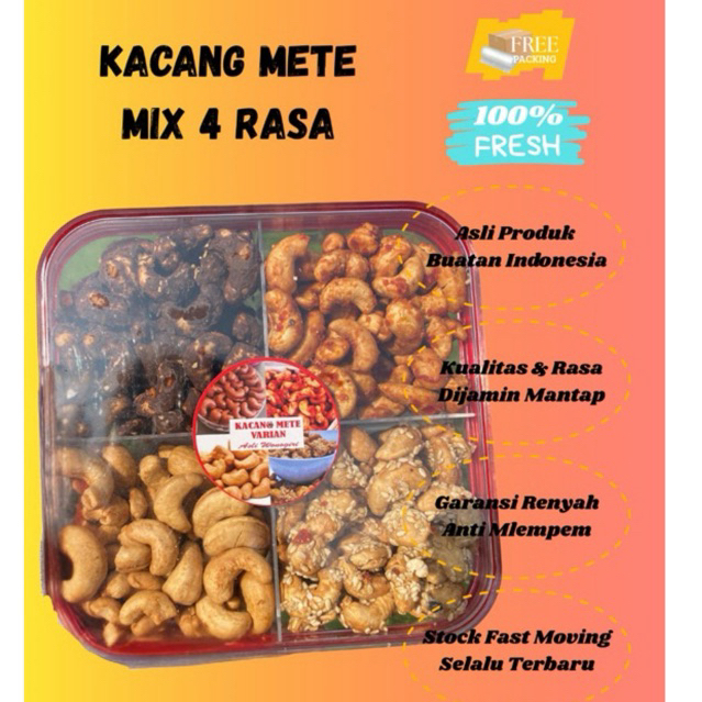 

KACANG METE MIX 4 VARIAN RASA Kacang mede wonogiri Kacang Mete Utuh