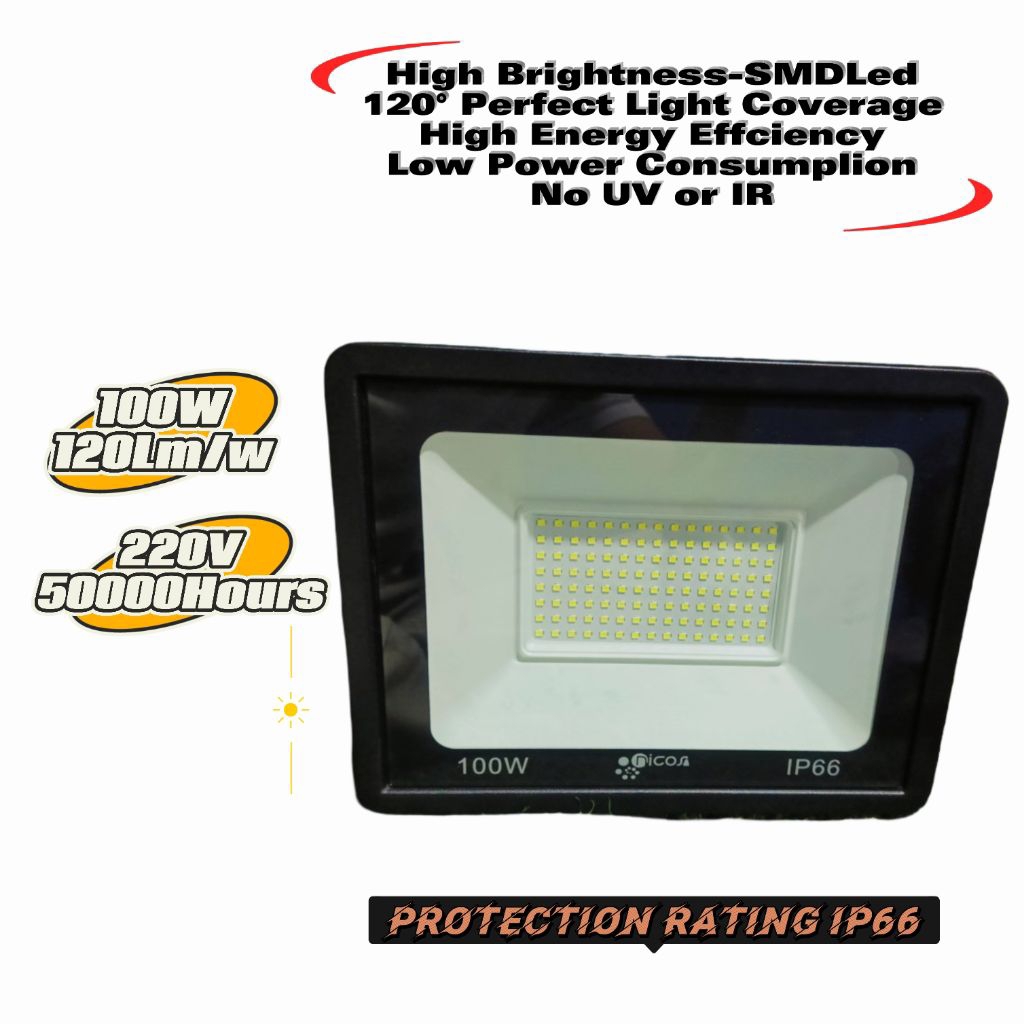 {SID}Lampu sorot led 100W/12000LM/IP66 Waterproof outdoor / lapangan voli/panggung/ taman/ lampu tem