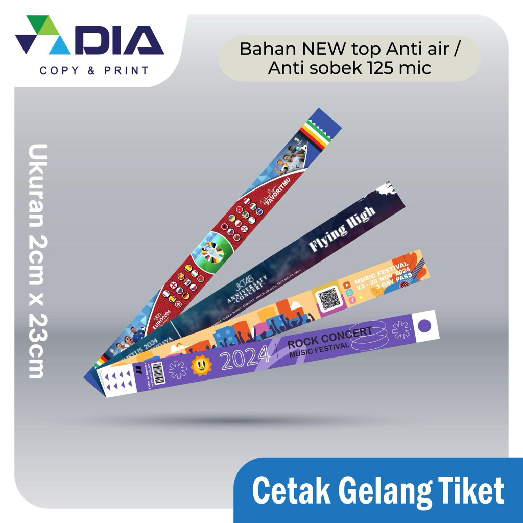 Gelang Tiket Event / Gelang Tiket Masuk Custom / Lem 3M / Termurah