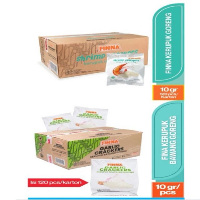 

[KARTON] mix Kerupuk Udang dan Bawang Finna Matang SUDAH Digoreng Siap Makan 1dus Isi 120pack @10gr (mix 60 udang 60 bawang)