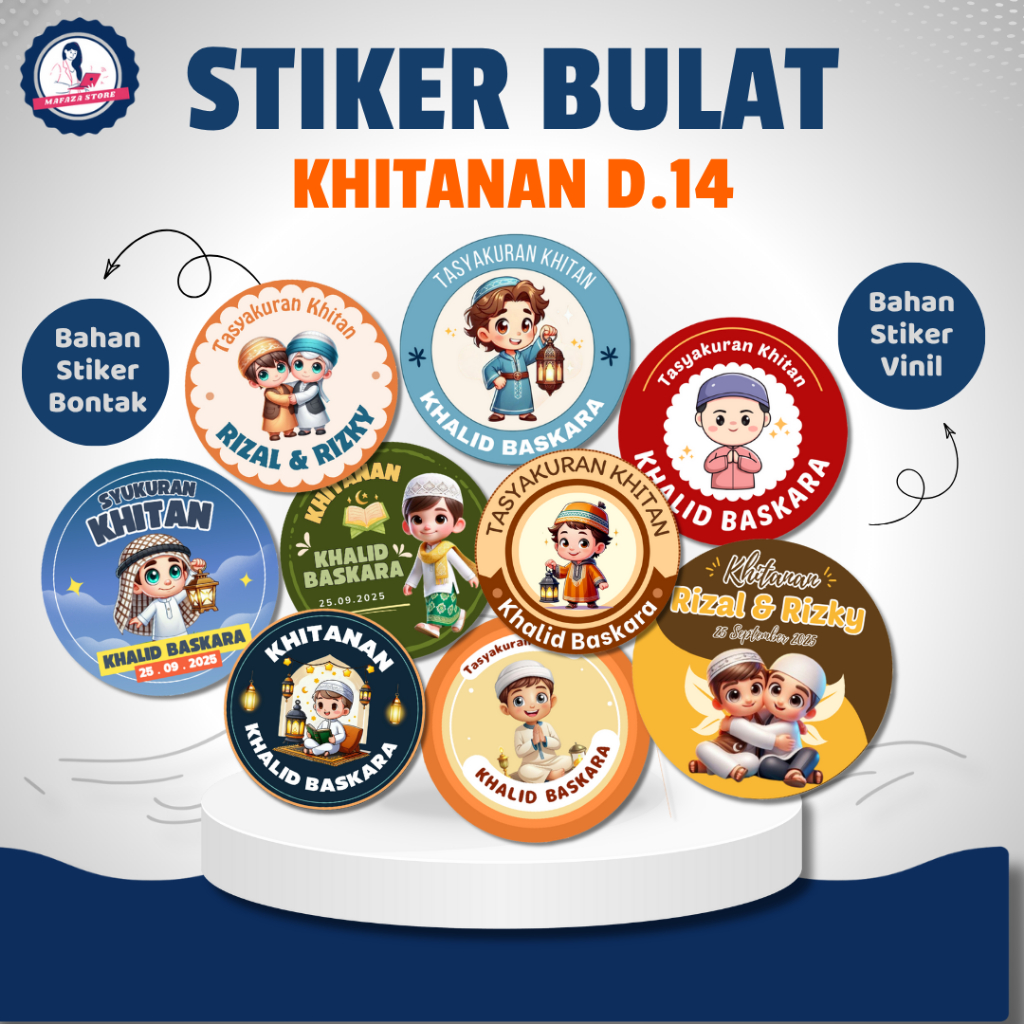 

Stiker bulat khitanan tasyakuran khitan custom Label makanan minuman sunatan cetak stiker syukuran