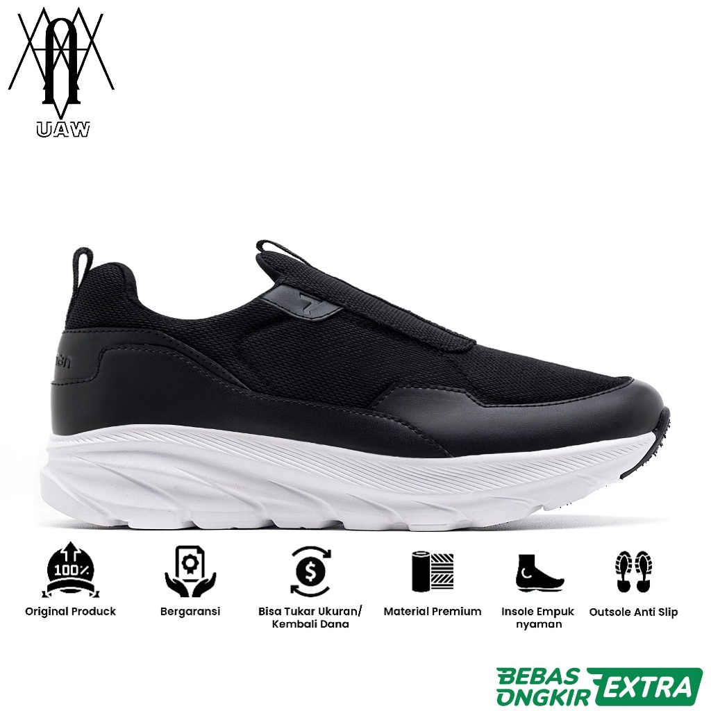 Garansi 100% Ori x REYL MAN - REYL MAN ONYX BLACK Sepatu Slip On Sneakers Hitam Pria Running