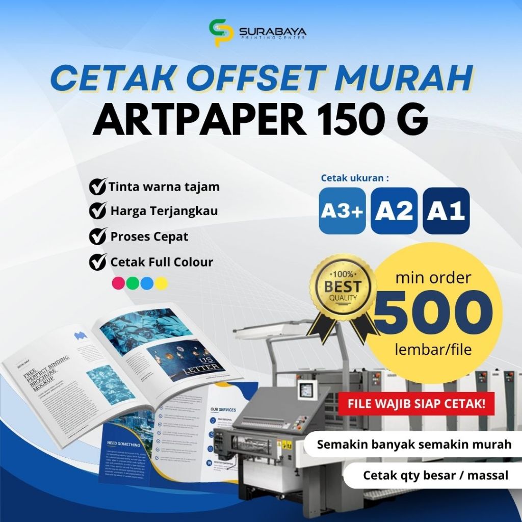 

CETAK OFFSET - ARTPAPER 150G - CETAK BROSUR CETAK MAJALAH CETAK ARTPAPER CETAK OFFSET KALENDER GROSIR FULL COLOUR