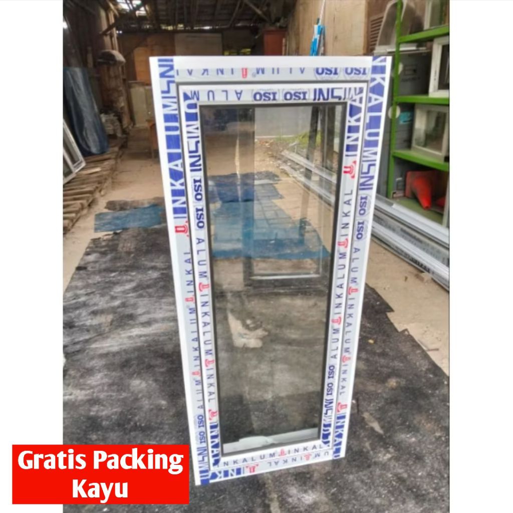 Jendela Aluminium jungkit depan Uk. 100 x 50 Free packing kayu