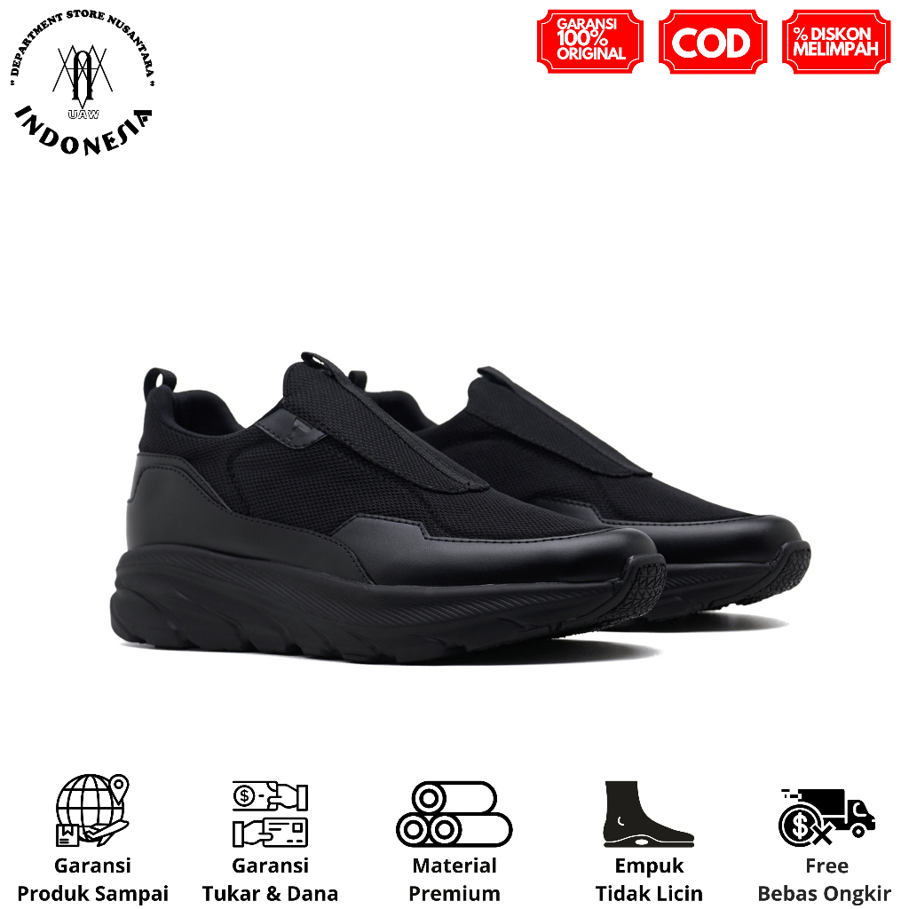 uawshoesofficial x REYL MAN | REYL MAN ONYX FULL BLACK - Sepatu Slip On Pria Hitam Casual Sporty