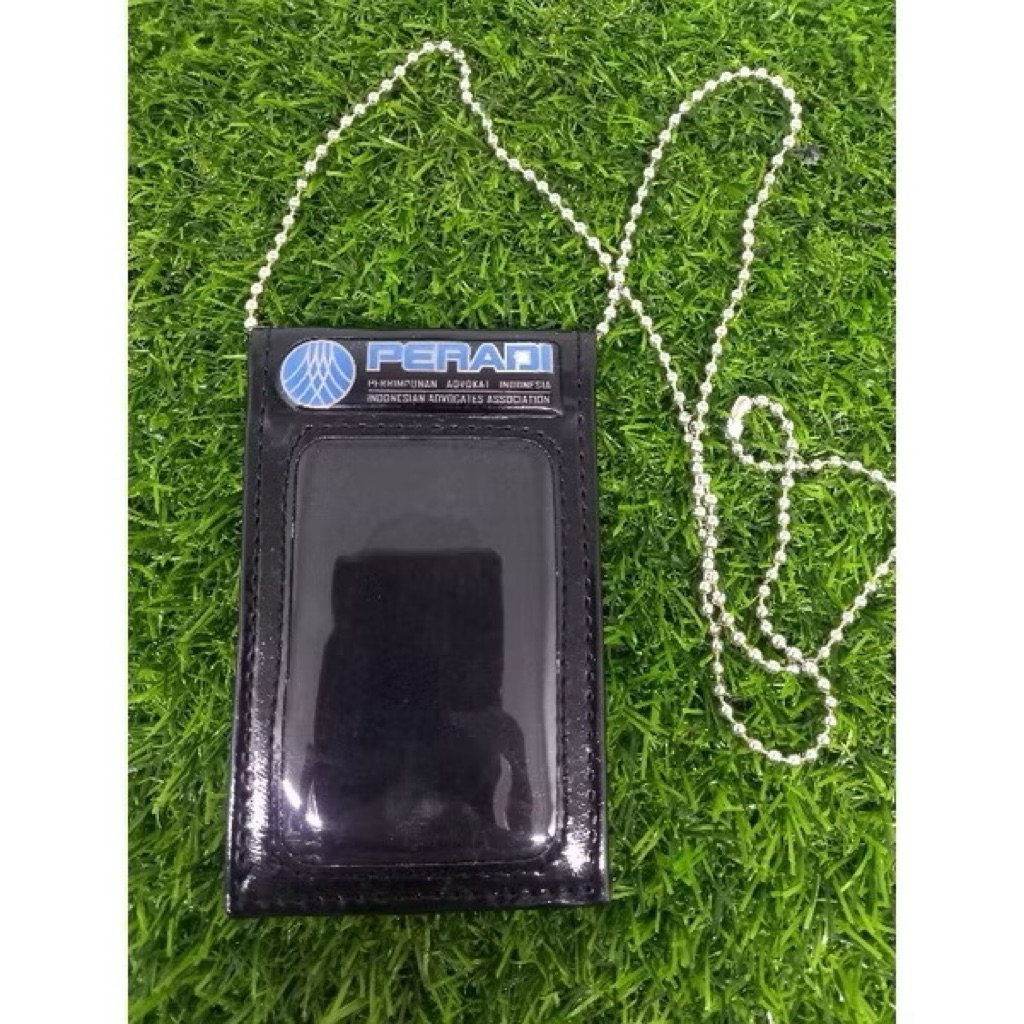 ID Card Saku Kulit PERADI / Dompet Saku Kartu ID Card Name Tag PERADI Plus Kalung Rantai 2 Sisi Magn