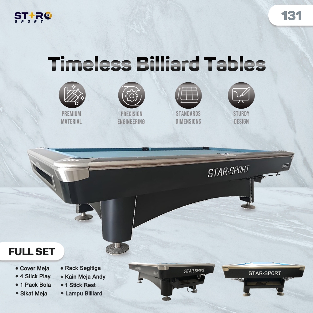 Meja Billiard STAR SPORT Virgo 9 Feet Tipe 131 - Paket Full Set + Laken Andy