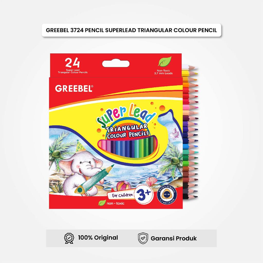 

GREEBEL Pensil Warna 24 Warna 3724 Super Lead Triangular Color Pencil Timur Agung Grosir