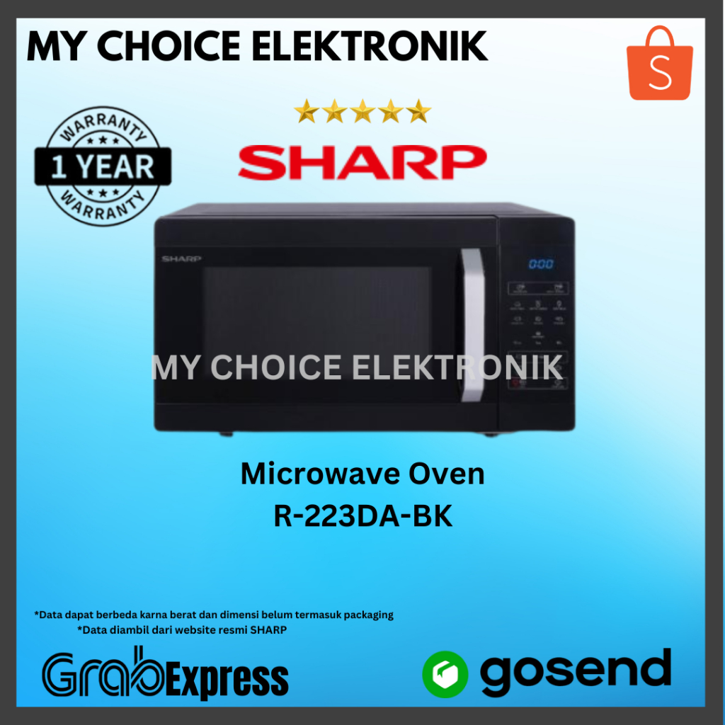 SHARP R-223DA-BK Countertop Microwave Oven Black | R 223 DA BK | R223DA BK (23 Liter)