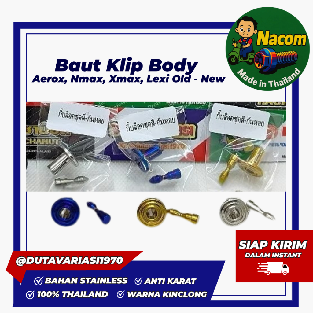 Baut Klip Body Aerox, Nmax, Xmax, Lexi Old - New Stainless Thailand