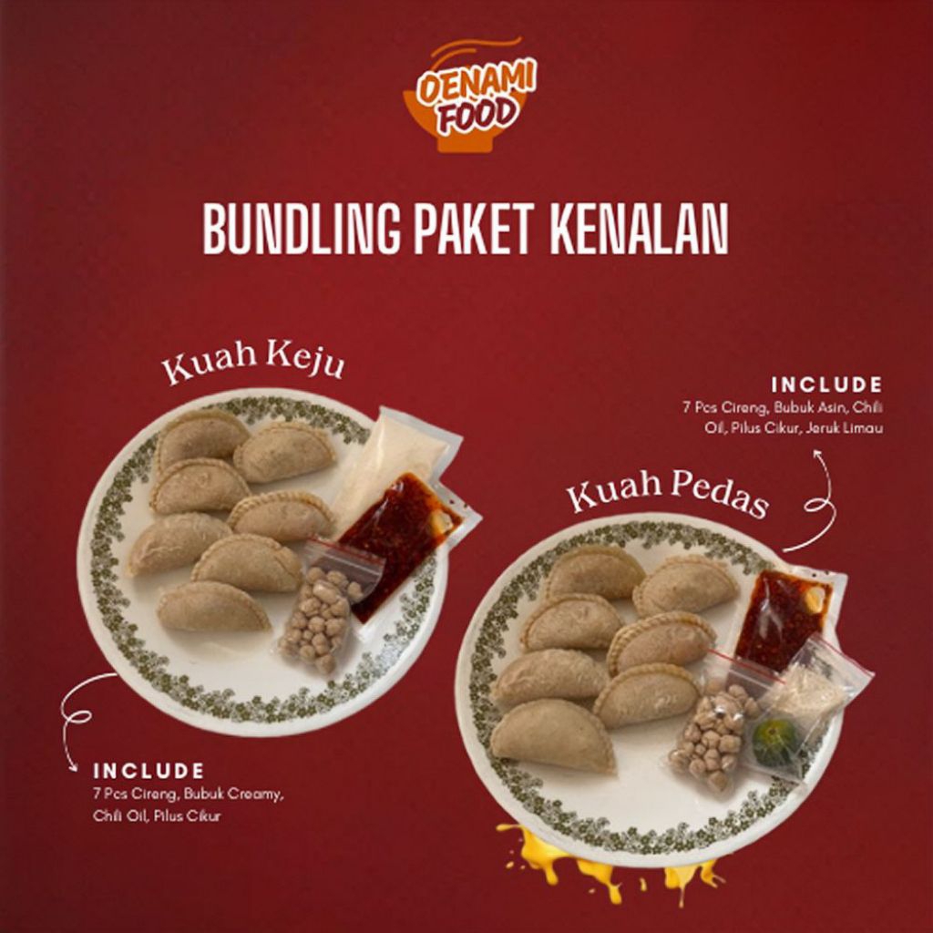 

BUNDLING Paket Kenalan - Cireng Kuah Keju X Kuah Pedas ala Oenamifood