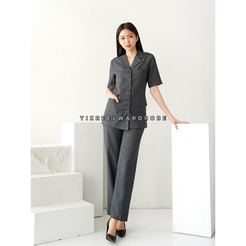 Blazer Wanita / Seragam PNS ASN Wanita / Baju PDH Wanita / Baju Guru Wanita - 6605 Abu Tua