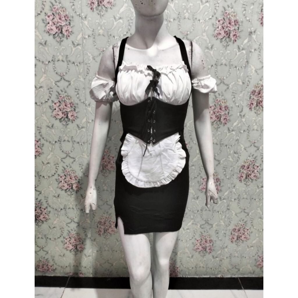 black white sabrina kawaii dress