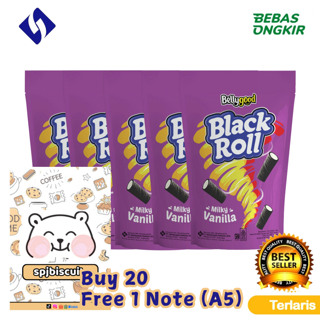 

Biskuit Bellygood Black Roll Rasa Vanila 28 gr - Isi 5 Pouch