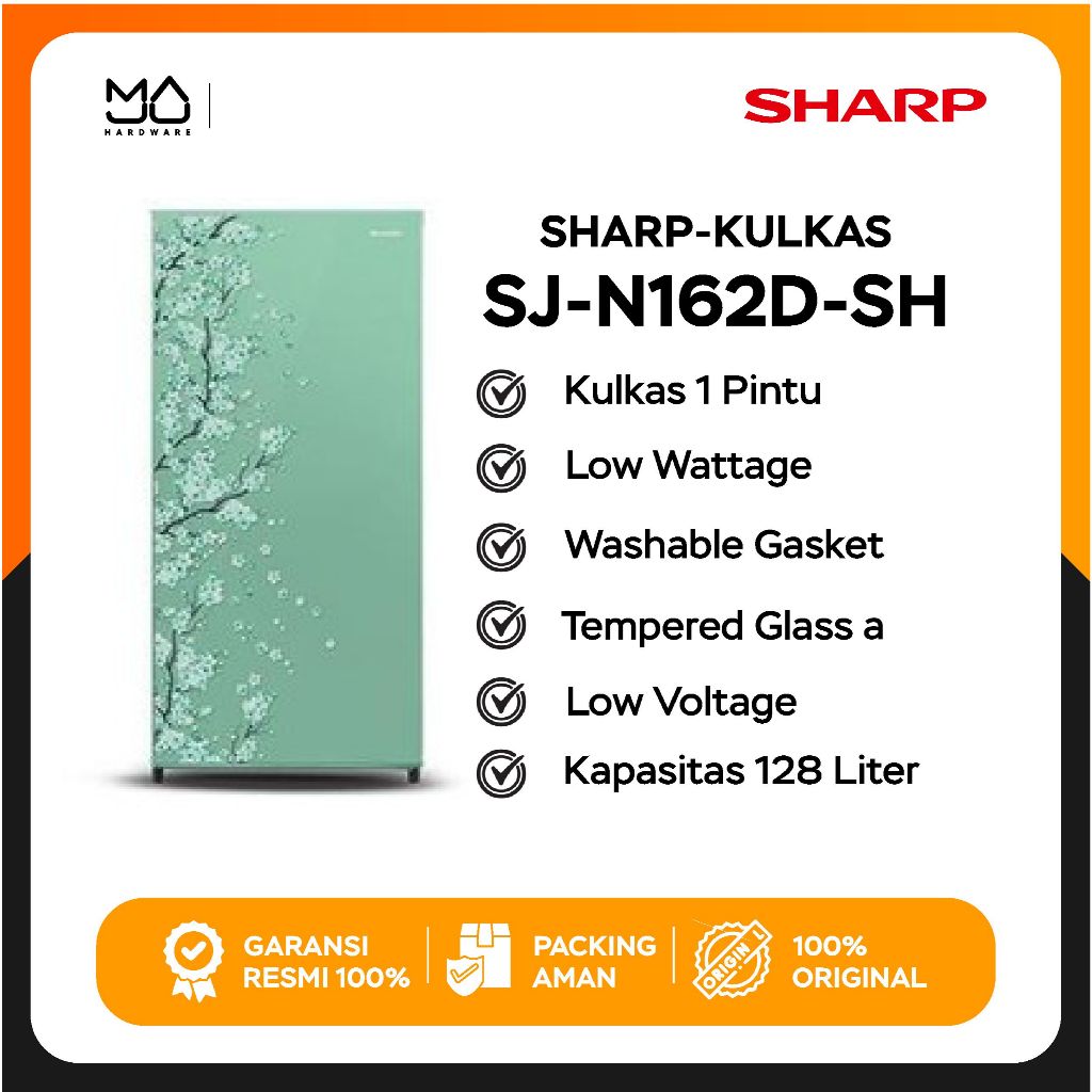 SHARP SJ-N162D SH Kulkas 1 Pintu Kirei III Sakura Series [133L] Hijau - Garansi Resmi