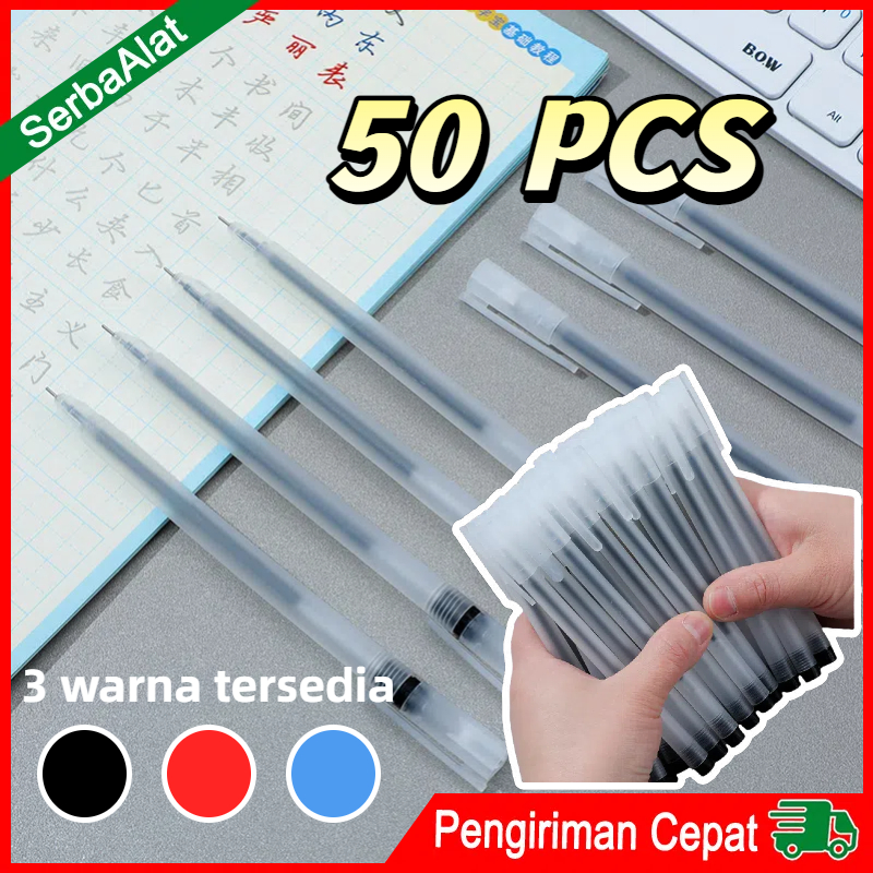 

Pulpen Gel Pen 50pcs Hitam 0.5mm Tinta Kapasitas Besar 3 Warna Pilihan Aesthetic Murah Alat Tulis Sekolah Kantor Bolpoin Simple
