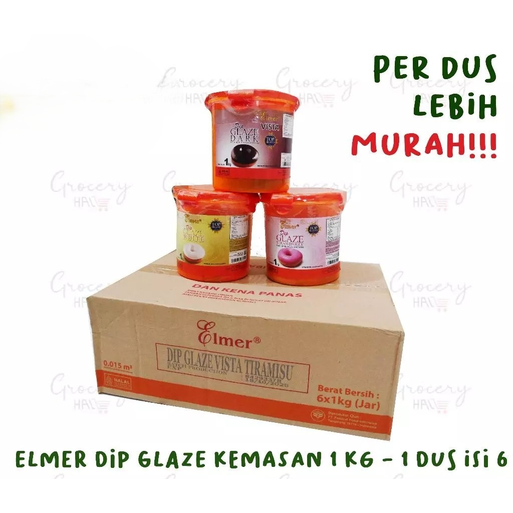 

[ HARGA DUS ] ELMER DIP GLAZE KEMASAN 1 KG - 1 DUS ISI 6